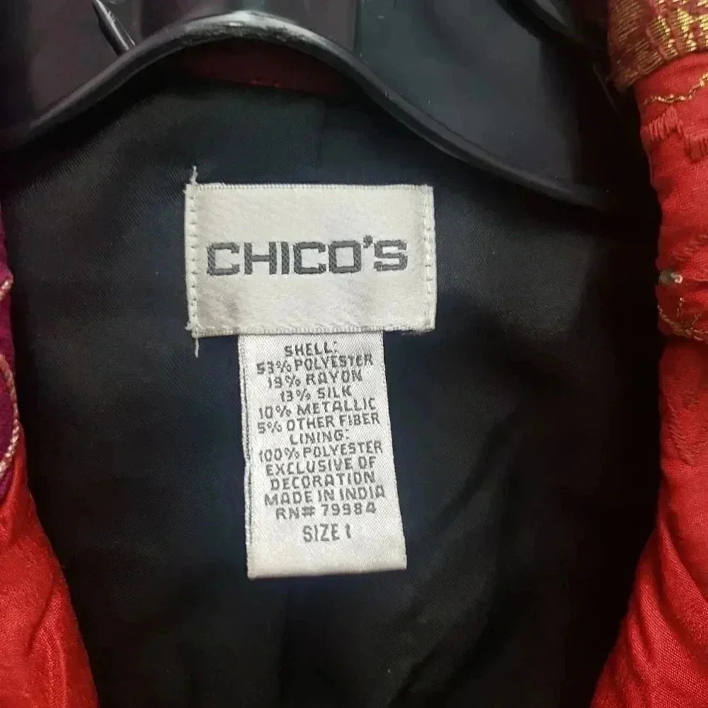 Chico's Patchwork Embroidered Jacket Size 1 - image 2